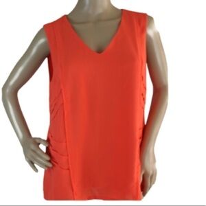 Colorblock Women’s V neck sleeveless in orange tank top size Large